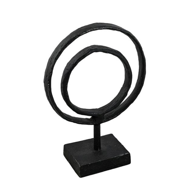 SCULPTURE- Black Iron Circle W/In Larger Circle on Base