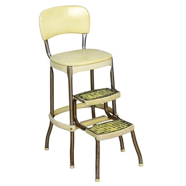 STOOL-Vintage (2) Step Stool W/Seat Back