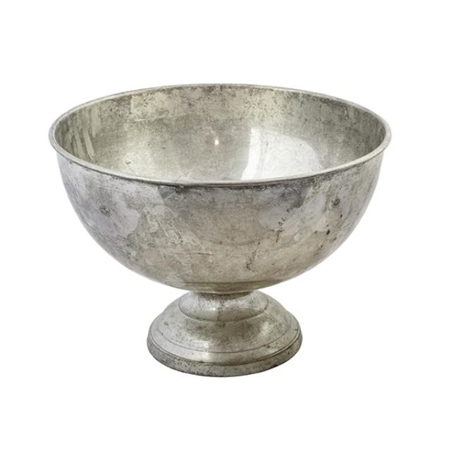 BOWL-Decorative-Silver W/Pedestal base