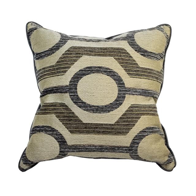 Pillow-Throw/Geometric Circle Design- Beige & Brown