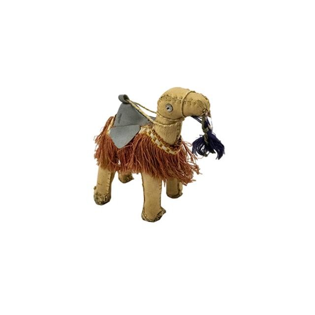 CAMEL-Small Beige Leather W/Orange Fringe & Grey Saddle