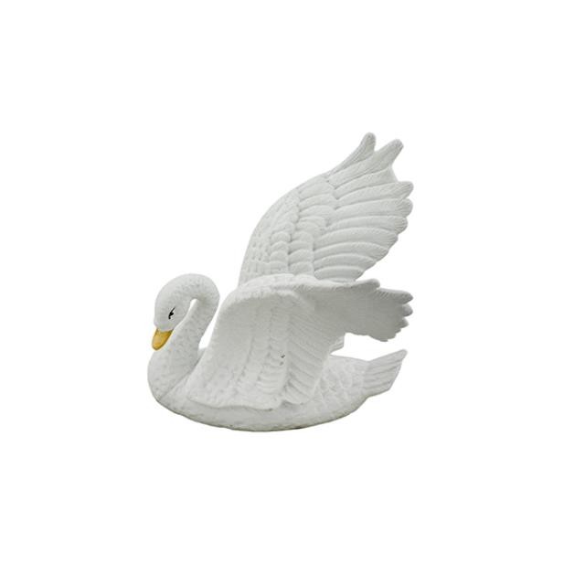 FIGURINE-Matte White Bone China Swan W/Open Wings