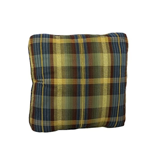 THROW PILLOW--18"- Blue/Tan Plaid