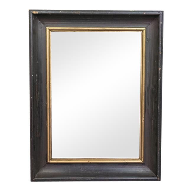 MIRROR-Painted Dark Wood Frame W/Painted Gold Interior