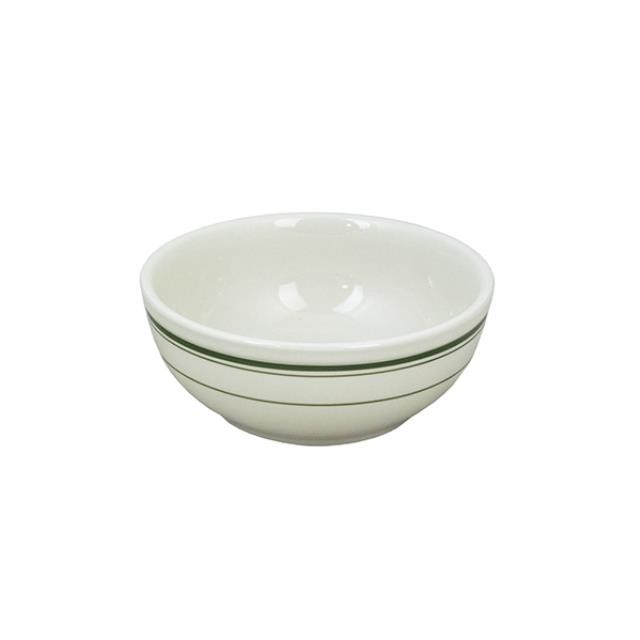 BOWL/Diner Soup Bowl White W/Green Stripe