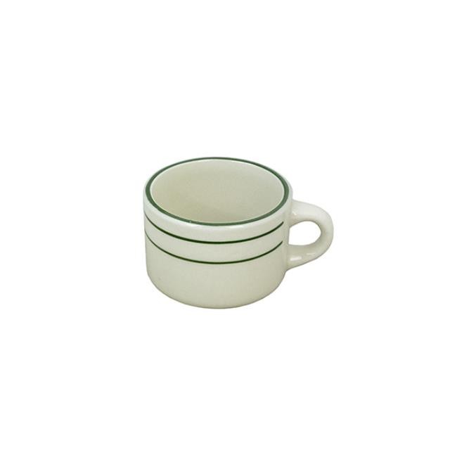 CUP-Diner Coffee Cup White W/Green Stripe