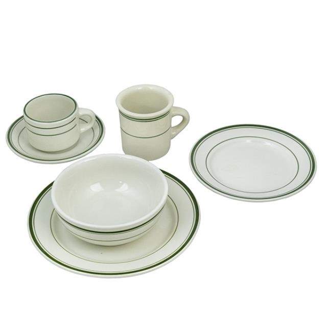 PLATE-Diner Salad Plate White W/Green stripes