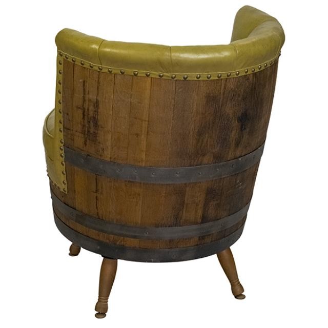 BARREL CHAIR-W/Mustard Leather Chanel Back Tufte