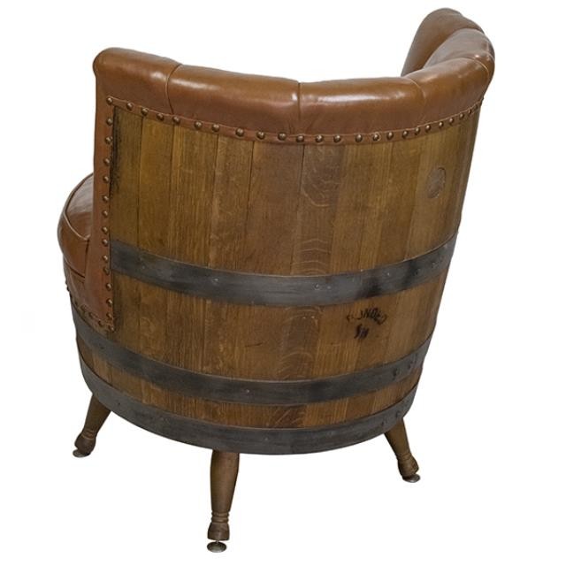 BARREL CHAIR-Carmel Leather Chanel Back Tufted