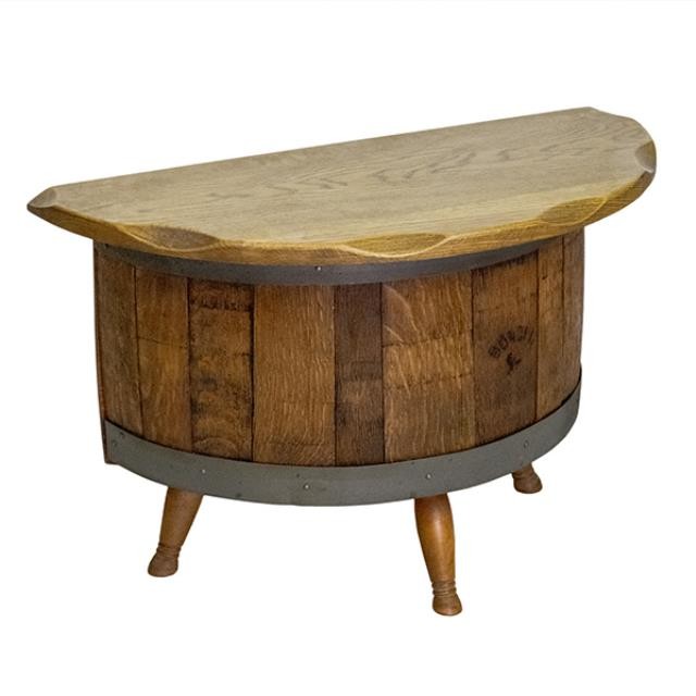 BARREL SIDE TABLE-Demilune Barrel Base W/Smooth Top