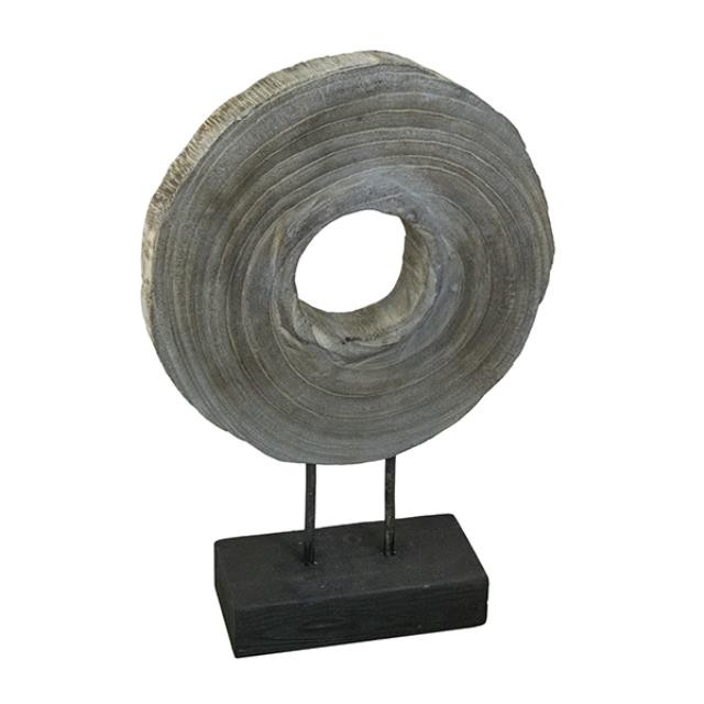 SCULPTURE-Wooden Zen Circle W/Black Base