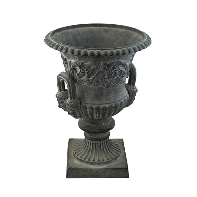 URN-Dark Grey Metal W/Relief Design