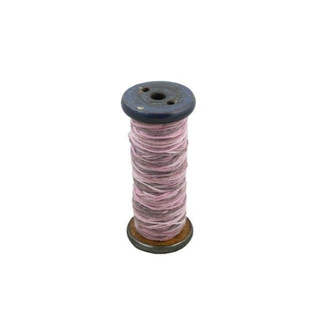 SPOOL-Antique Wooden Spool W/Pink Yarn