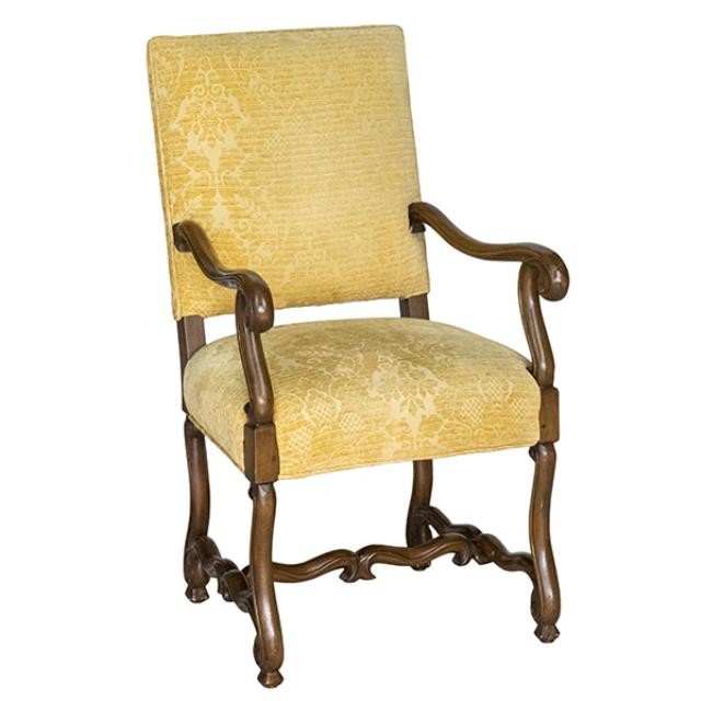 OPEN ARMCHAIR-W/Rectagular Padded Back & Upholstered Seat