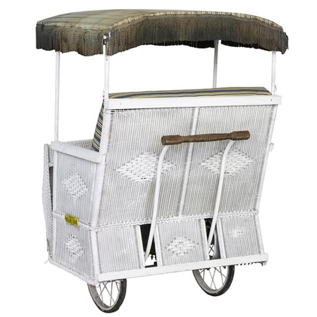 PUSH CART-Vintage Circa 1920 Alantic City White Wicker