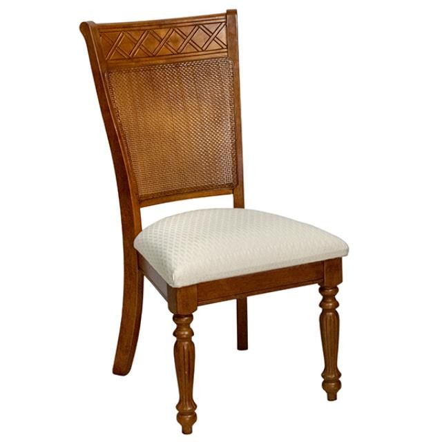 DINING CHAIR-Side Wicker Back W/Upholstered Seat