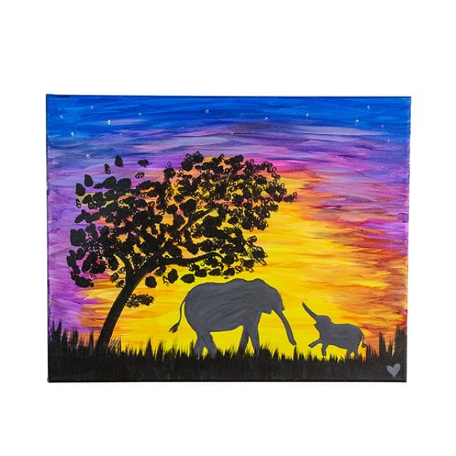 PAINTING-Elephant Sunset