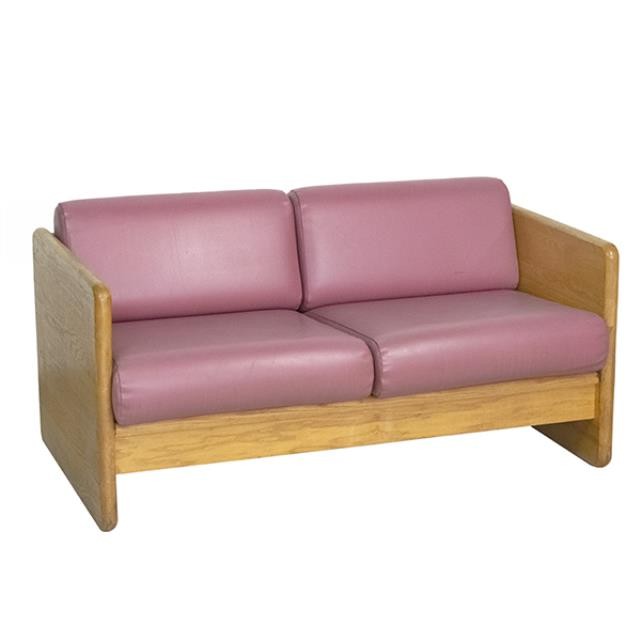 LOVESEAT-Pink Cushions & Light Oak Frame