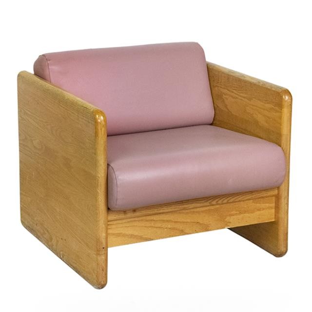 ARM CHAIR-Pink Cushions & Light Oak Frame (Wide)