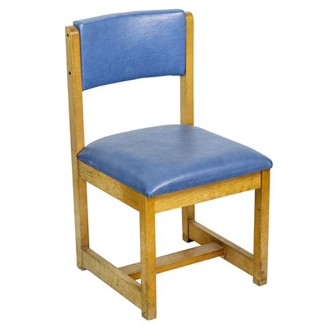 SIDE CHAIR-Dark Blue Cushion W/Light Oak Frame