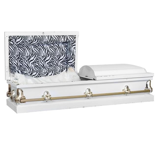 COFFIN-White Enamel W/Brass Hardware