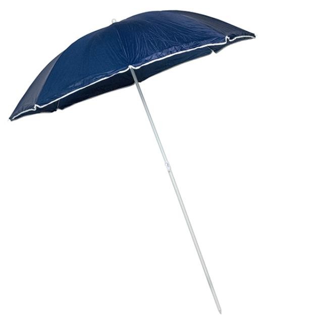 BEACH UMBRELLA-Navy W/White Edge & Extendable Pole