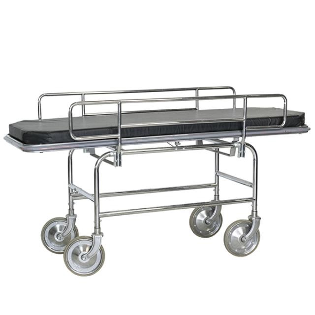 HOSPITAL GURNEY-Chrome W/Black Stretcher Pad