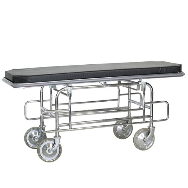 HOSPITAL GURNEY-Chrome W/Black Stretcher Pad