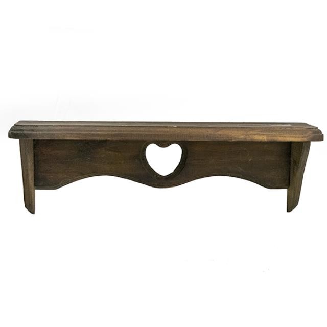 SHELF-Wall/Dark Wood W/Heart Cut Out