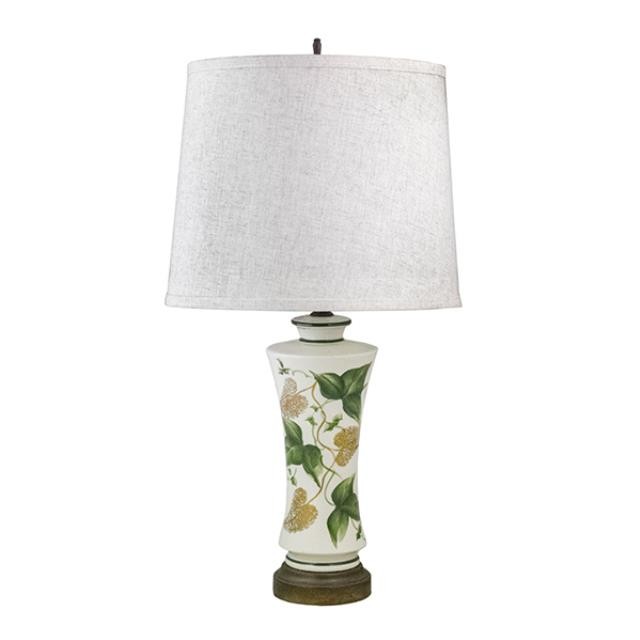 TABLE LAMP-White Ceramic W/Leaves