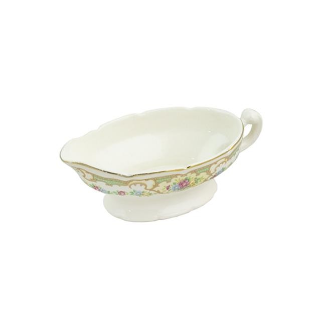 GRAVY BOAT-White Porcelain W/Gold Rim