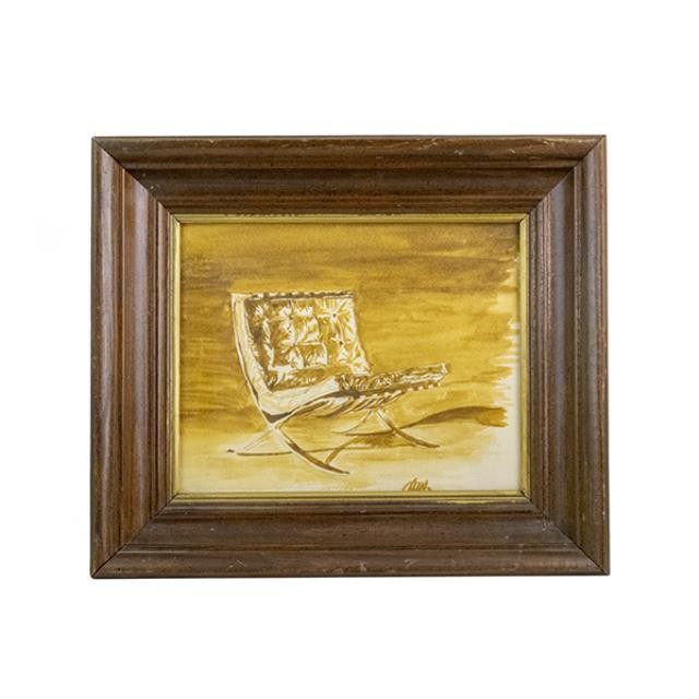 PAINTING- Ochre Water Color of Barcelona Chair