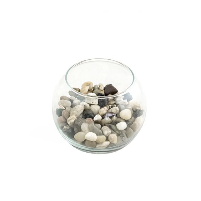 BOWL-Clear Glass Fish Bowl W/Pebbles