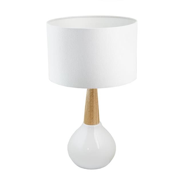 TABLE LAMP-White Milk Glass Round Base W/Neck