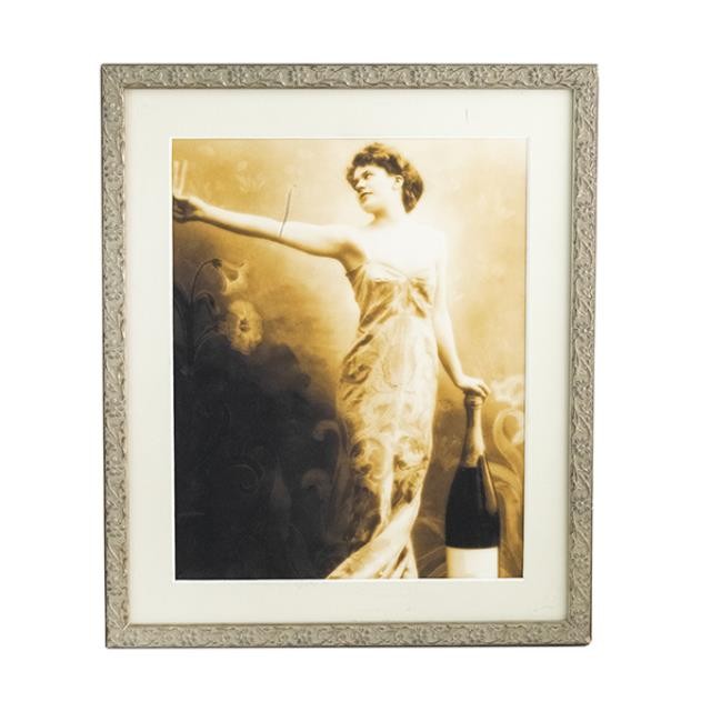 PRINT-Woman Posed w/Champagne Bottle