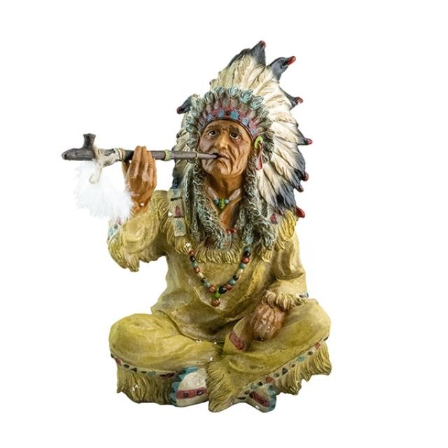 INDIAN CHIEF-Sitting & Smoking Pipe