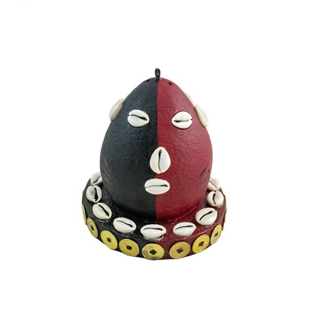 AFRICAN STATUE-Red & Black W/Cowrie Shells