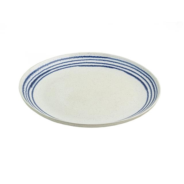 PLATTER-Round-White W/ Blue Rings