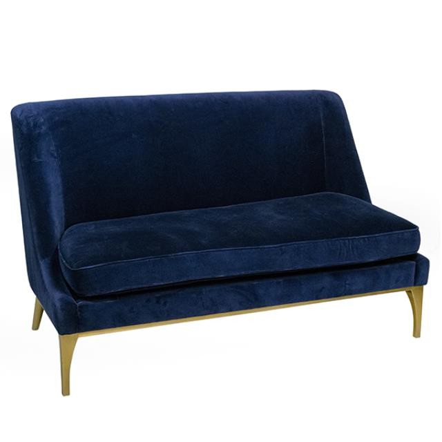 LOVE SEAT-Navy Blue Velvet W/Gold Legs