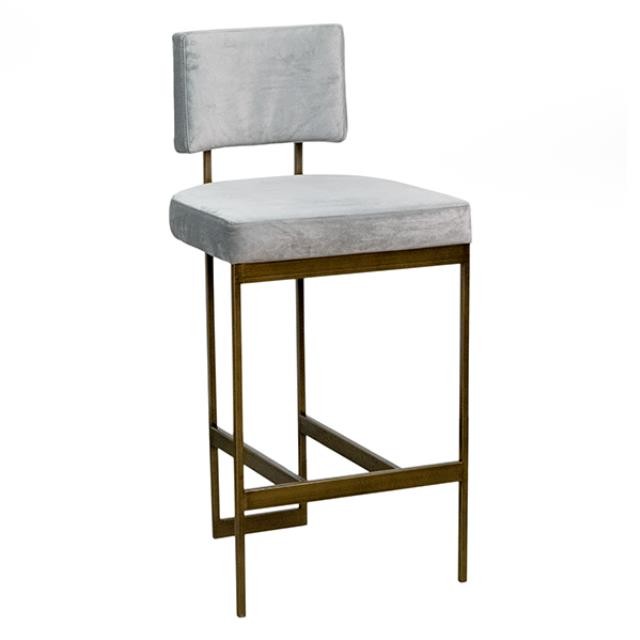 BAR STOOL-Grey Velvet