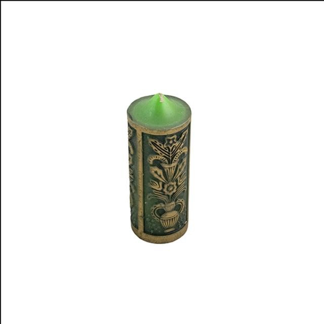 RELIGIOUS CANDLE-Green & Gold