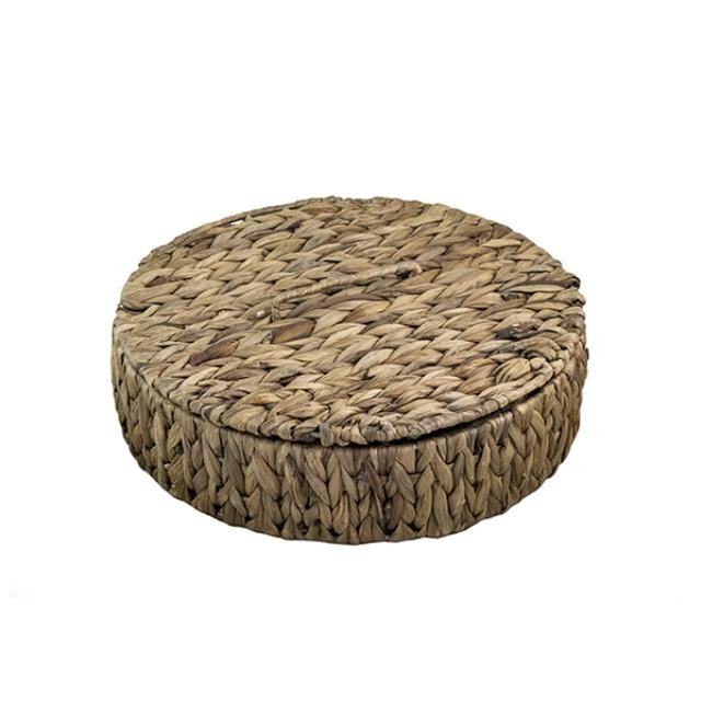 BASKET-W/Lid-Circular-Woven Wicker