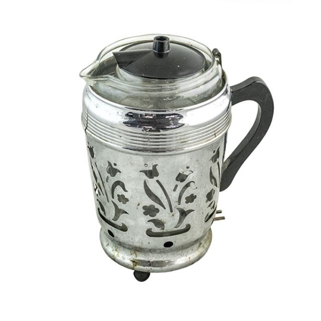 ELECTRIC COFFEE MAKER-Glass W/Stainless Steel Shell (Floral Cutout Design)