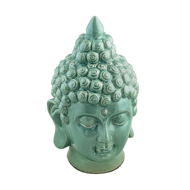 BUDDHA BUST-Teal Glazed Ceramic