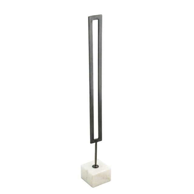 SCULPTURE-Metal Tuning Fork on White Granite Base