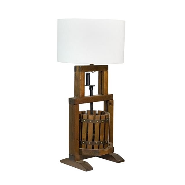 TABLE LAMP-Vintage Barrel Lamp-Wood