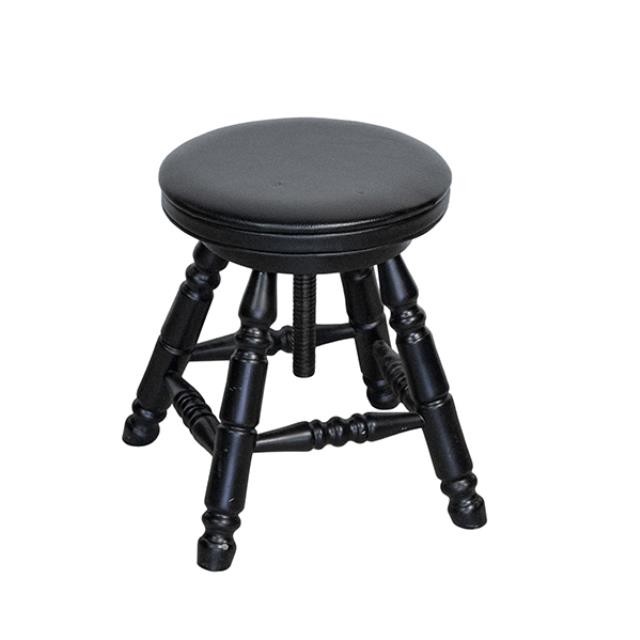 PIANO STOOL-Black Leather Adjustable Seat