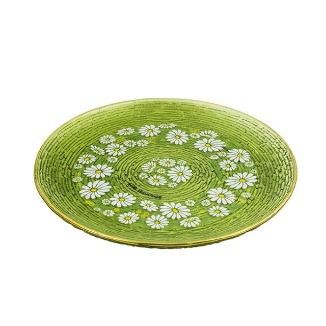 PLATTER-Vintage Green w/Gold Rim & Daisies