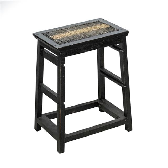 STOOL-Dark W/With Wicker Inset on Seat