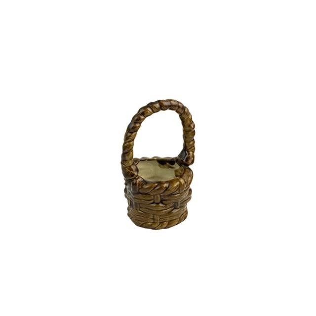 FIGURINE-Ceramic Brown Woven Basket